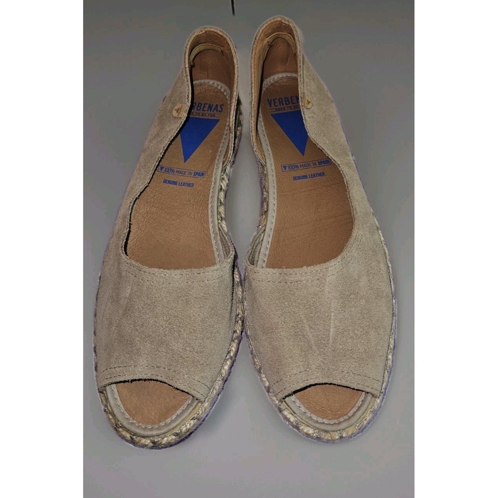 Verbenas Suede Espadrille Flats Peep Toe Size 39 Made in Spain US 8.5-9